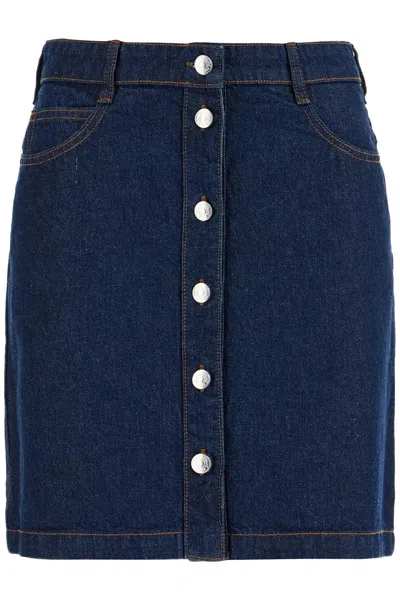 Maison Kitsuné Minigonna In Denim Giapponese In Blue