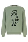 Maison Kitsuné Maison Kitsune Mint Green Cotton Blend Sweater In Green