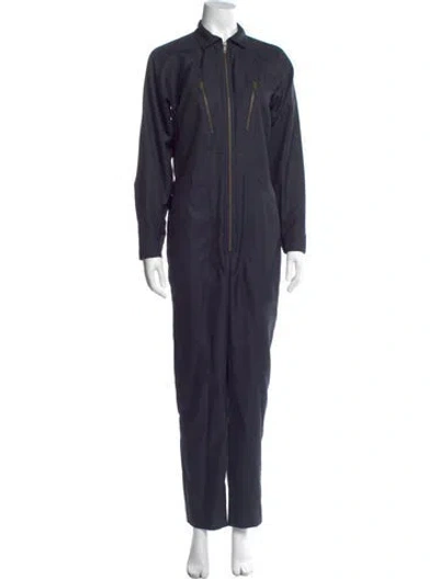 Pre-owned Maison Kitsuné Mock Neck Jumpsuit In Blue