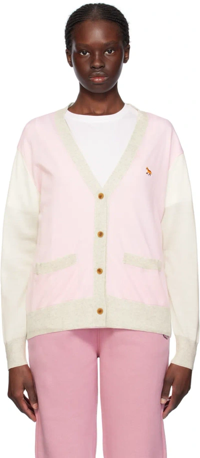 Maison Kitsuné Multicolor Baby Fox Cardigan In P603 Pale Pink