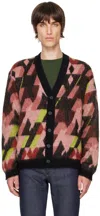 MAISON KITSUNÉ MULTICOLOR GRAPHIC MOHAIR JACQUARD CARDIGAN