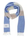 Maison Kitsuné Multicolour Artistic Scarf With Soft Texture In Blue