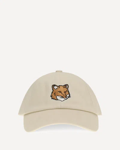 Maison Kitsuné Natural Fox Baseball Hat In Brown