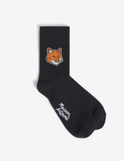Maison Kitsuné Natural Fox Head Socks In Black