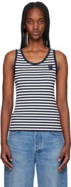 Maison Kitsuné Navy Blue Bold Fox Head-patch Tank Top In 0241 Navy/milk