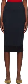 Maison Kitsuné Navy Baby Fox Patch Ribbed Midi Skirt In P476 Ink Blue