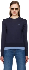 Maison Kitsuné W Baby Fox Patch Regular Jumper In P492 Deep Navy