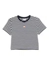 Maison Kitsuné Baby Fox-embroidered Striped Cropped Top In Blue