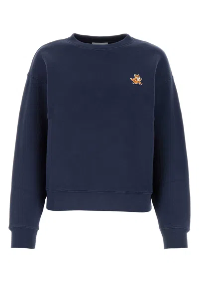 Maison Kitsuné Navy Blue Cotton Sweatshirt In Inkblue