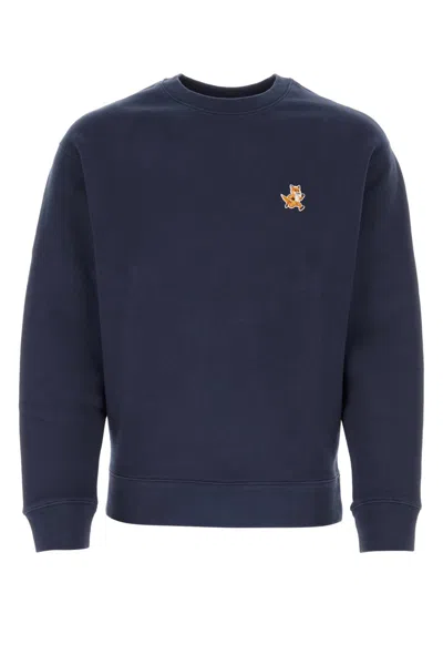 Maison Kitsuné Navy Blue Cotton Sweatshirt In Inkblue