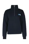 Maison Kitsuné Navy Blue High Neck Sweatshirt In Navy Blue