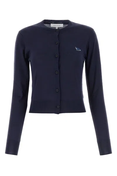 MAISON KITSUNÉ NAVY BLUE WOOL CARDIGAN
