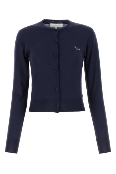 Maison Kitsuné Navy Blue Wool Cardigan