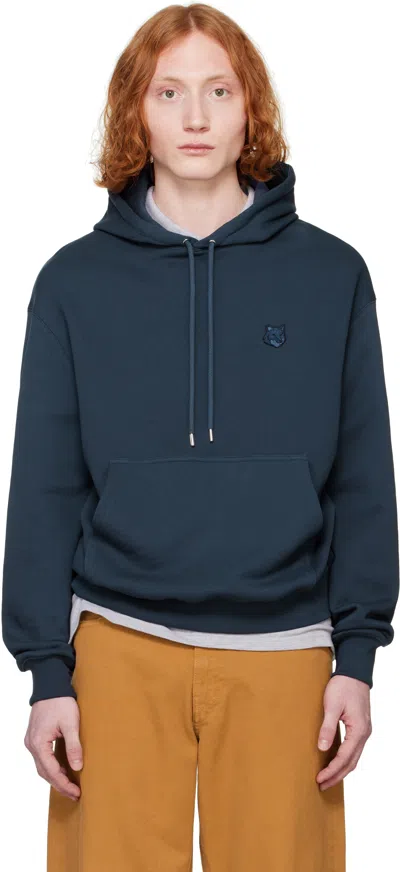 Maison Kitsuné Navy Bold Fox Head Patch Comfort Hoodie In P476 Ink Blue