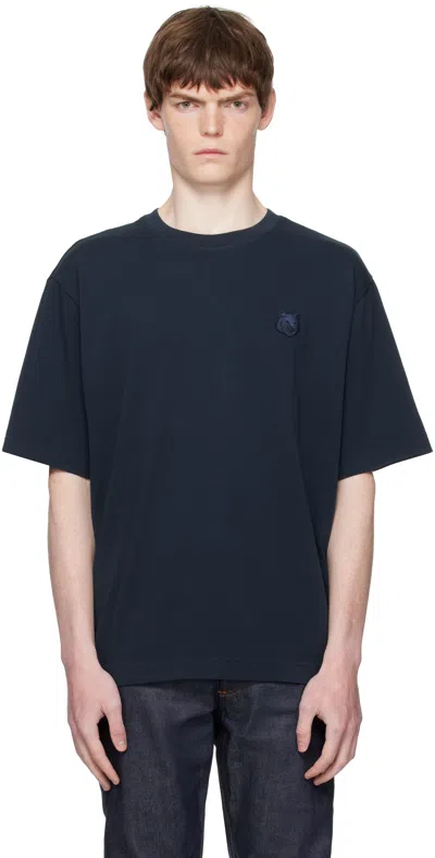 Maison Kitsuné Navy Bold Fox Head Patch Oversized T-shirt In Multi