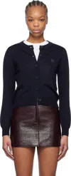 Maison Kitsuné Bold Fox Head Patch Regular Cardigan In P476 Ink Blue