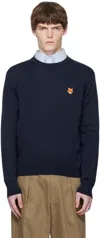 Maison Kitsuné Striped Cotton Sweatshirt Button-down Collar In Blue