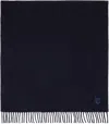 Maison Kitsuné Navy Bold Fox Head Patch Scarf In P476 Ink Blue
