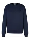 Maison Kitsuné Blue Crewneck Sweater With Fox Head Logo Patch On The Front In Cotton Woman In Blue