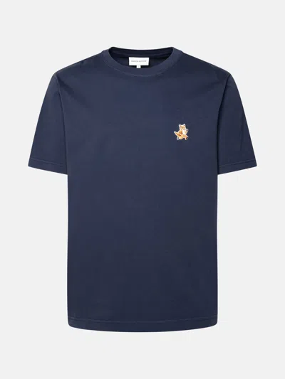 Maison Kitsuné Chillax Fox Patch Cotton T-shirt In Navy