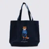 Maison Kitsuné Navy Cotton Tote In Blue