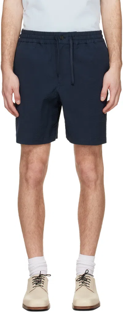 Maison Kitsuné Navy Elasticated Shorts In Blue