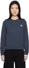Maison Kitsuné Navy Fox Head Sweatshirt In P476 Ink Blue