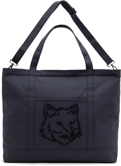 Maison Kitsuné Navy Fox Head Xl Tote