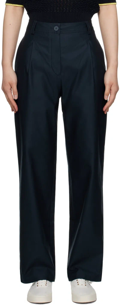 Maison Kitsuné Navy Hotel Olympia Edition Trousers In P498 Dark Navy