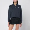 Maison Kitsuné Navy Polo-style Sweatshirt With Logo Patch In Black