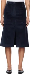 Maison Kitsuné Navy Slit Workwear Midi Skirt In P480 Navy