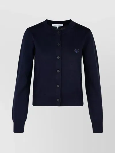 MAISON KITSUNÉ 'NAVY WOOL CARDIGAN' FOX HEAD