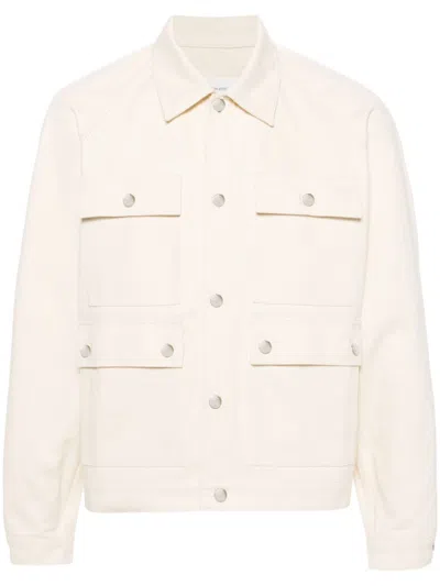 Maison Kitsuné Neutral Logo-embroidered Denim Jacket In Ivory