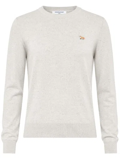 Maison Kitsuné Neutral Wool Regular Fit Sweater In Gray