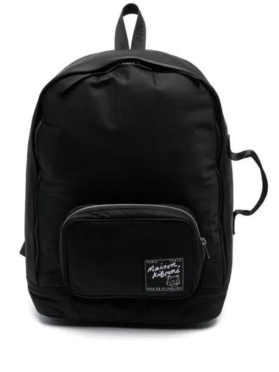 Maison Kitsuné Nylon Backpack In Black