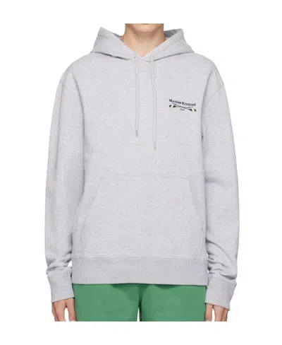 Maison Kitsuné Oars Logo-embroidered Cotton Hoodie In White