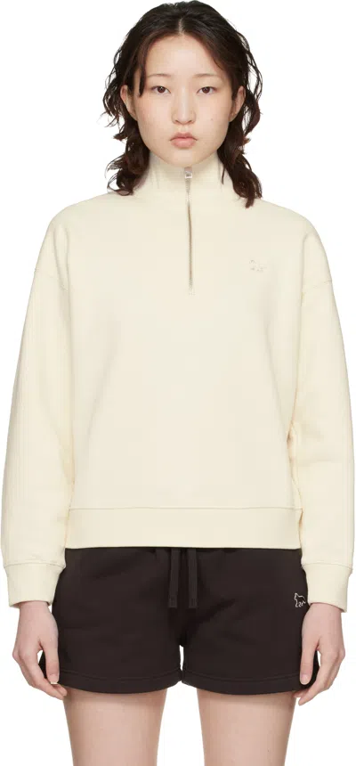 Maison Kitsuné Off-white Baby Fox Half Zip Sweatshirt In Neutral