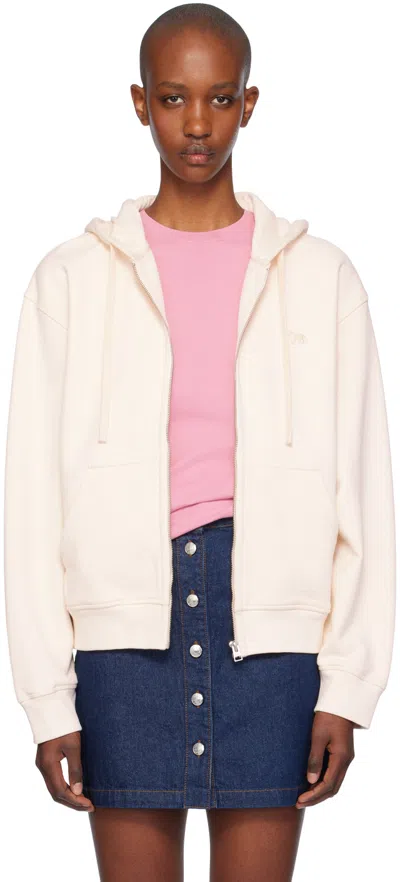 Maison Kitsuné Off-white Baby Fox Patch Zipped Hoodie In P705 Fresh Cotton