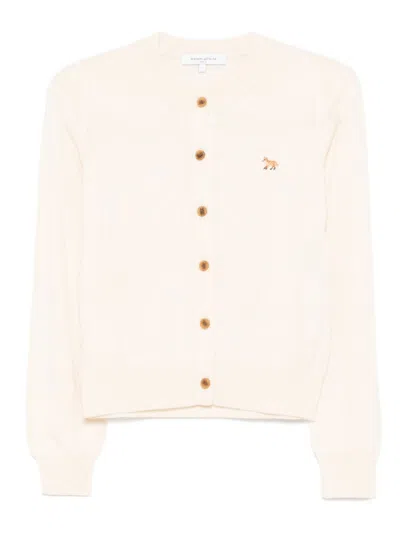 MAISON KITSUNÉ OFF WHITE BABY FOX WOOL CARDIGAN
