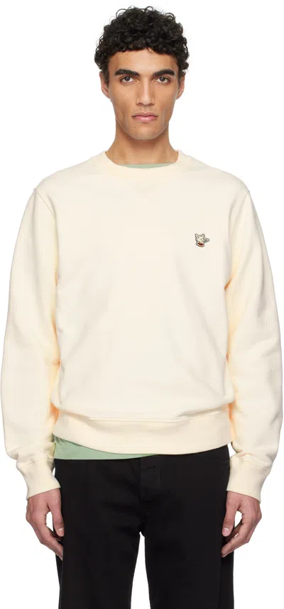 Maison Kitsuné Off-white Barista Fox Patch Regular Sweatshirt In P709 Tapioca