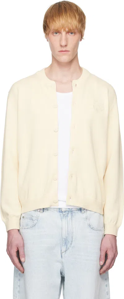 Maison Kitsuné Off-white Bold Fox Head Embroidered Knitted Cardigan