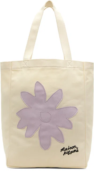 Maison Kitsuné Off-white Daisy Flower Tote