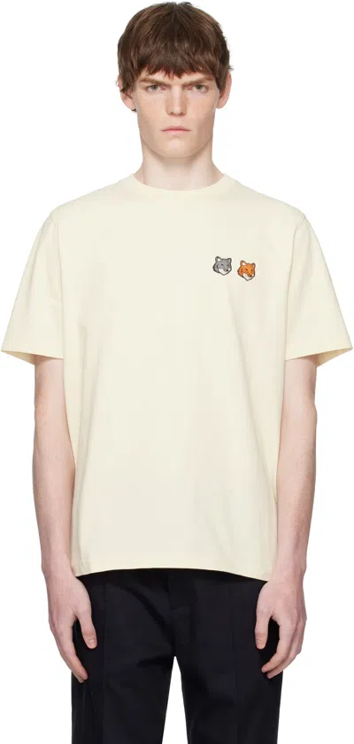 Maison Kitsuné Off-white Double Bold Fox Head Comfort T-shirt In Neutral
