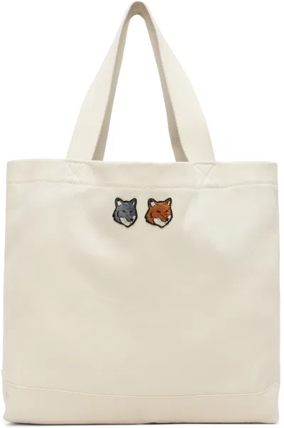 Maison Kitsuné Off-white Double Fox Head Tote