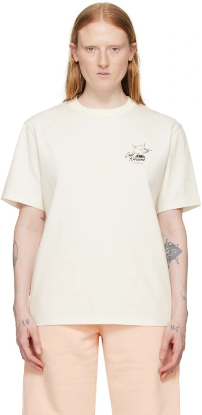 Maison Kitsuné Off White Fox Relax T-shirt In P709 Tapioca