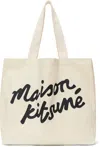 Maison Kitsuné Off-white '' Handwriting Tote In P700 Ecru