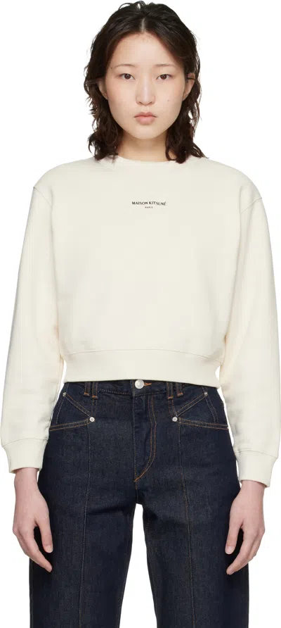 Maison Kitsuné Off-white ' Paris' Cropped Sweatshirt
