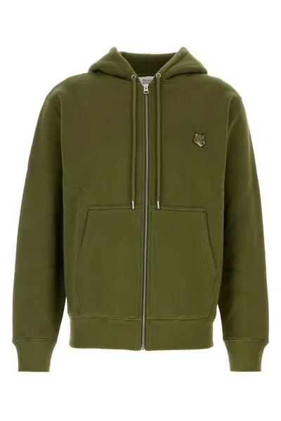 MAISON KITSUNÉ OLIVE GREEN COTTON SWEATSHIRT