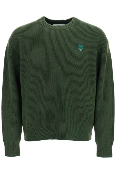 Maison Kitsuné Olive Green Wool Blend Sweater
