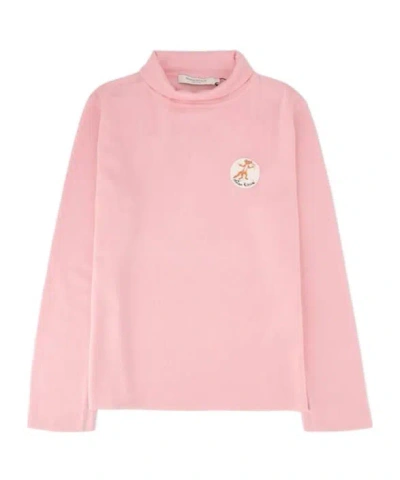 Maison Kitsuné Oly Flower Fox Patch Wool Jumper In Pink